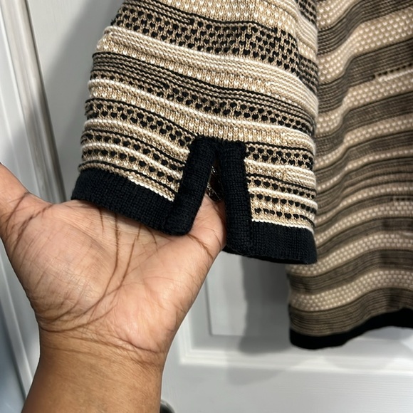 Draper’s & Damon’s Button Front Sweater - Size 1x - Brown, Black & White Striped - Picture 3 of 6